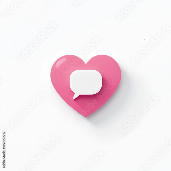 Fototapeta red heart message on white background