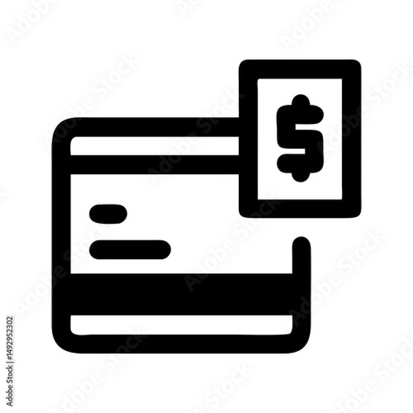 Fototapeta Payment gateway finance icon. Card with checkmark ensuring secure transactions.
