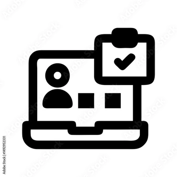 Fototapeta Task management remote icon. Checklist with tools organizing work priorities.