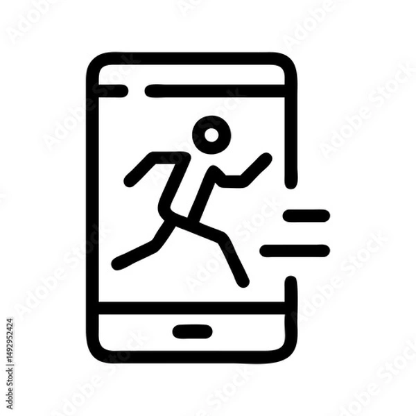 Fototapeta Running track fitness icon. Track with runner promoting cardio exercise goals.