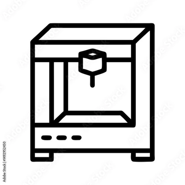 Fototapeta 3D printer tech icon. Printer creating innovative three dimensional objects.