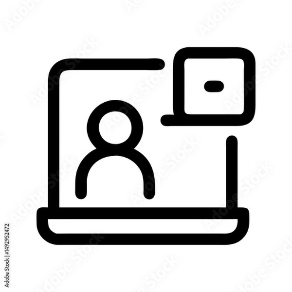 Fototapeta Video call communication icon. Screen with faces enabling virtual meetings.