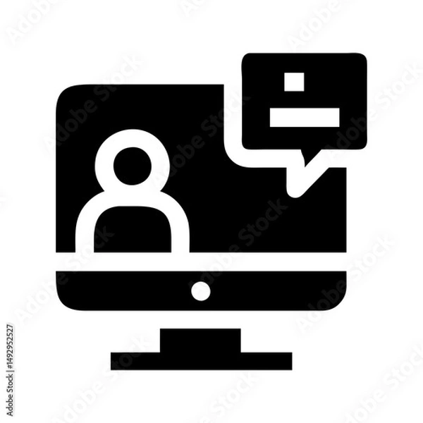 Fototapeta Virtual meeting collaboration icon. Screen with people enhancing remote teamwork.