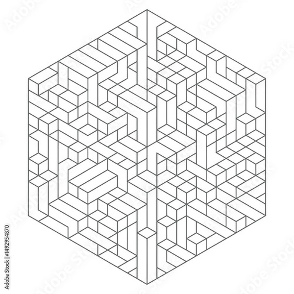 Fototapeta Easy coloring pages for adults: simple hexagon mandala

