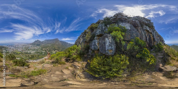 Fototapeta Full 360 virutal reality of Lions Head and Table Mountain peaks in Cape Town, South Africa