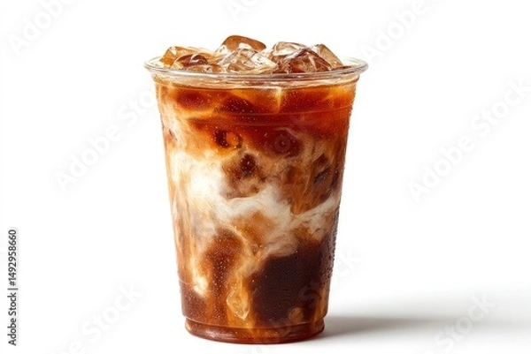 Obraz Iced Coffee: Creamy Swirls in a Plastic Cup