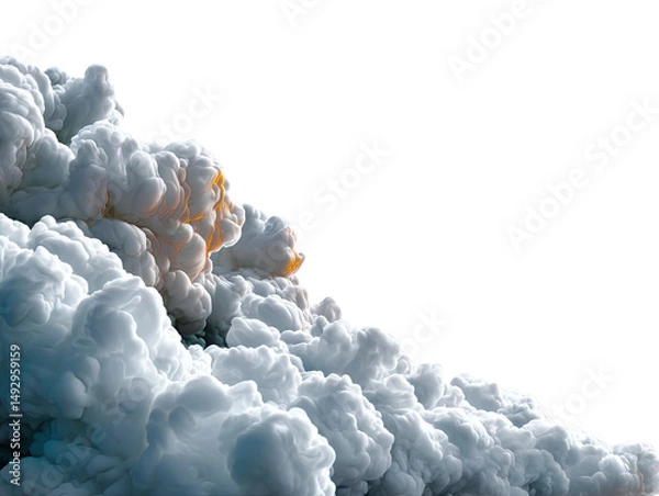 Fototapeta Atmospheric Cloudscape: A majestic array of soft, billowing clouds, each detail rendered with breathtaking clarity, offering an enchanting journey into the serene heights of the sky.
