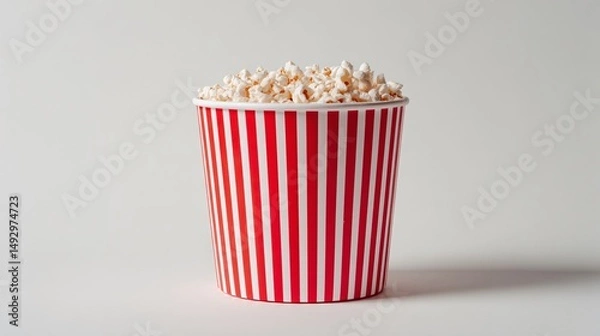 Obraz Striped Popcorn Bucket on White Background