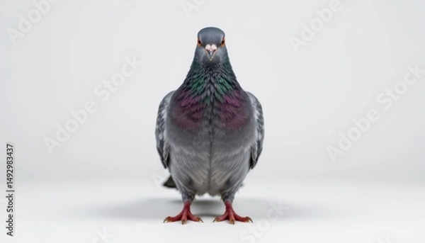 Obraz Pigeon portrait studio setting animal photography minimalist backdrop front view wildlife aesthetics