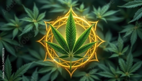 Obraz Cultivating cannabis a lush green landscape of nature's healing plant in a vibrant environment