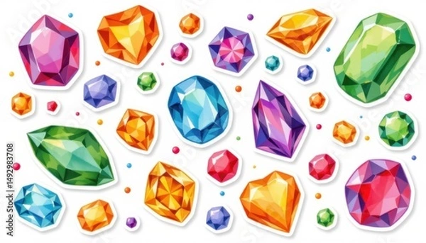 Obraz Vibrant gemstone collection artistic display digital artwork colorful environment aesthetic viewpoint decorative concept