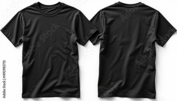 Obraz Custom black t-shirts showcase studio product photography minimalist front and back views fashion concept