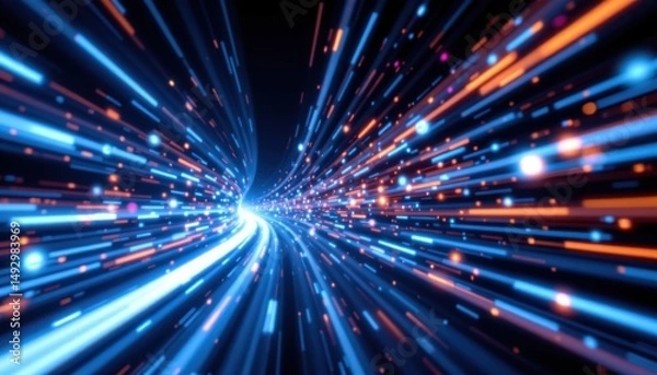 Obraz Dynamic light trails digital space abstract art high-tech environment close-up view visual concept
