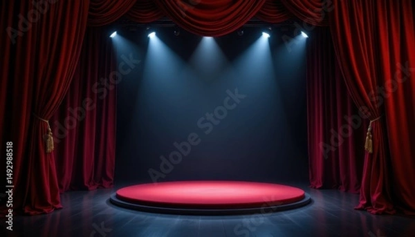 Obraz Theatrical performance stage spotlight setup event venue dramatic environment centered view artistic ambiance
