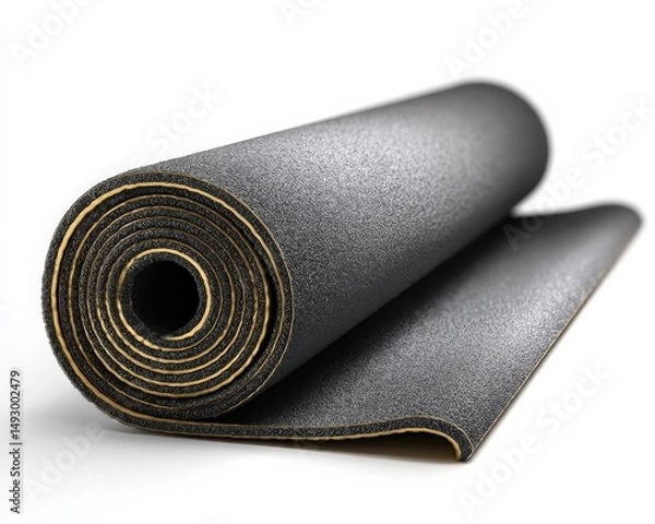 Fototapeta Roll of dark gray soundproofing insulation material. Perfect for home improvement and noise reduction projects.