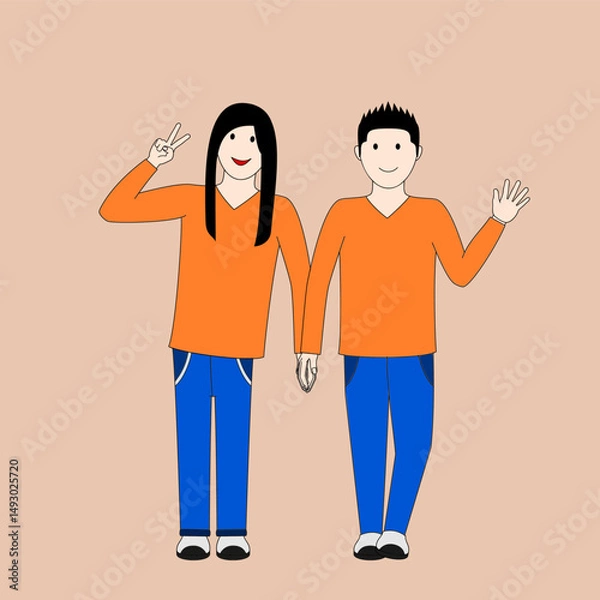 Fototapeta a couple holding hands while smiling
