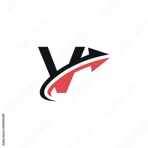 Obraz Creative V Initial Logo with Dynamic Arrow, Vector Identity for Fast-Growing Companies.