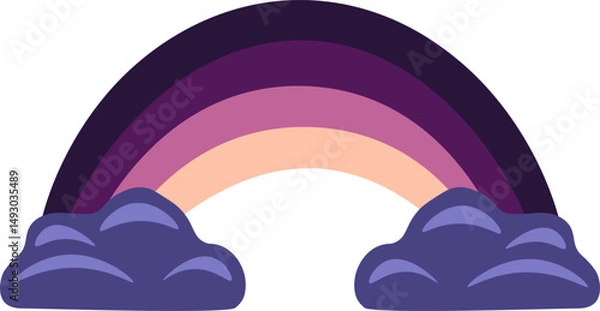 Fototapeta Minimalistic rainbow vector illustration,. Colorful arc between clouds, cheerful weather symbol. Bright gradient, sky scenery