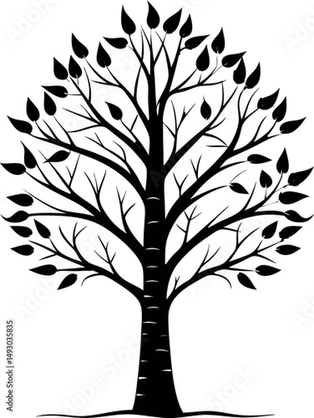 Fototapeta Birch tree
black silhouette vector icon on white or transparent  background