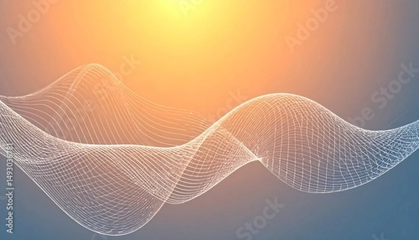 Fototapeta Abstract Wave Gradients with Smooth Lines over a Beautiful Golden Hour Sky for Finance Presentation