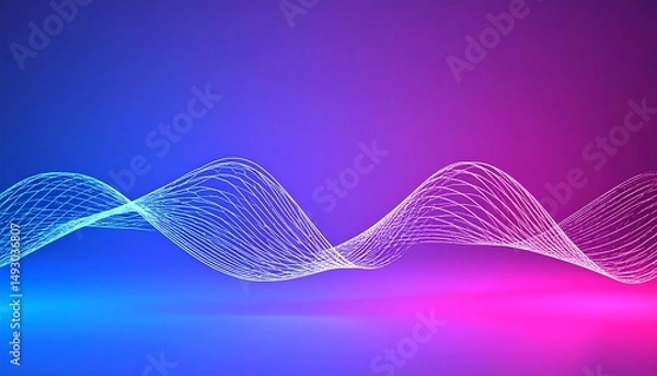 Fototapeta Vibrant Neon Wave Lines Over a Gradient Background Suitable for Finance Presentation Visuals