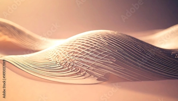 Fototapeta Modern Abstract Wave Lines with Soft Gradient Background for Finance Presentation and Graphic Design
