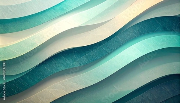 Fototapeta Gradient Waves in Watercolor Style with Subtle Shadows for Finance Presentation Backgrounds