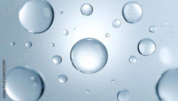 Fototapeta Realistic Water Droplets in Mid Air Captured with Studio Lighting Effect for Photography