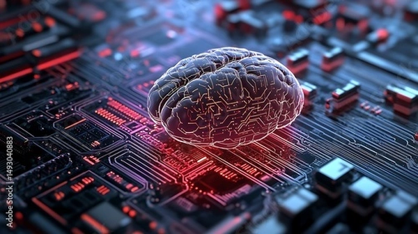 Fototapeta Brain on circuit board