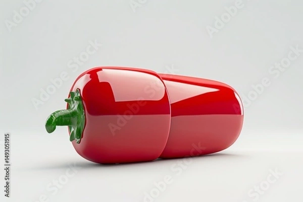 Fototapeta Bright Red Pepper on a Minimalist Background with Glossy Finish