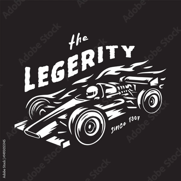 Fototapeta Vintage illustration of formula car speed