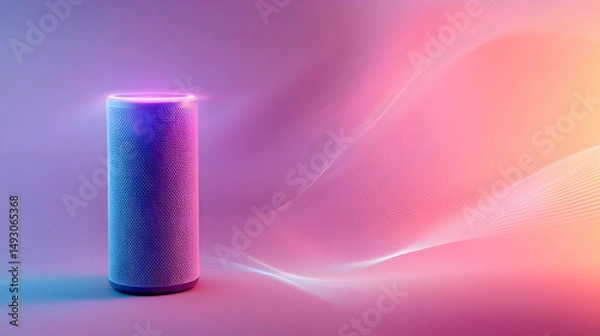 Obraz Modern Smart Speaker in Vibrant Gradient Background Display
