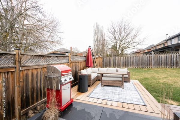 Obraz House Backyard with Barbeque and Seats