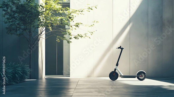 Obraz Modern Electric Scooter in Minimalist Urban Environment