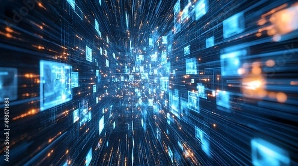 Fototapeta Digital data tunnel