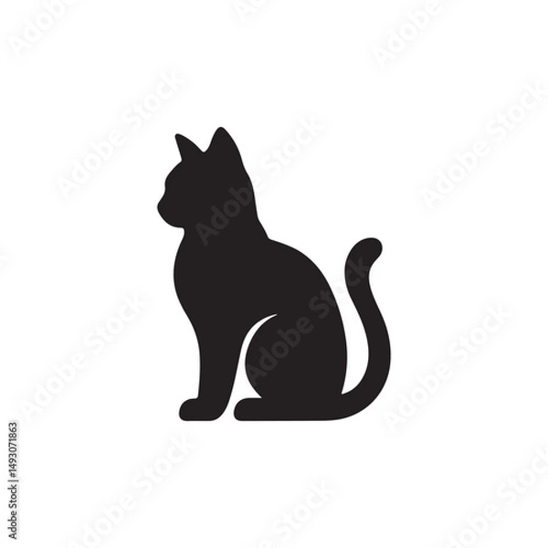 Obraz Cute Cat Silhouette Vector Icon White Background