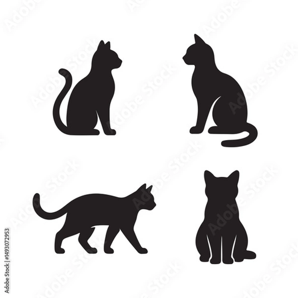 Obraz Minimal Cat Silhouette Icon White Background