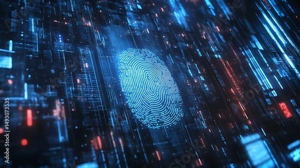 Fototapeta Digital fingerprint on circuit board background