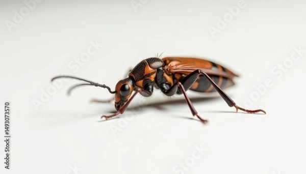 Fototapeta Close-up of a single insect on pure white background, closeup, background, zoology