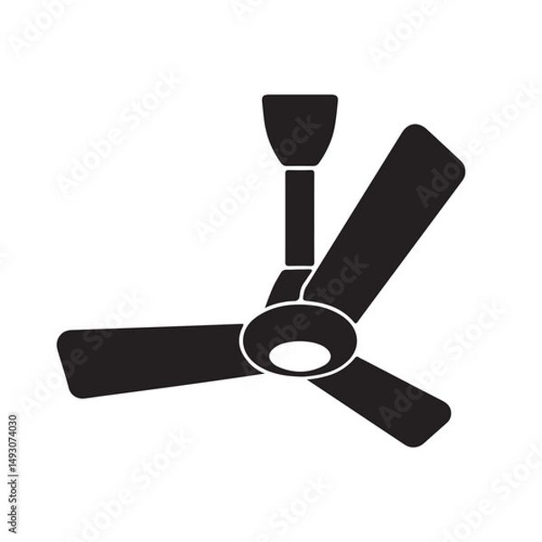 Obraz Modern Ceiling Fan Silhouette Icon White Background