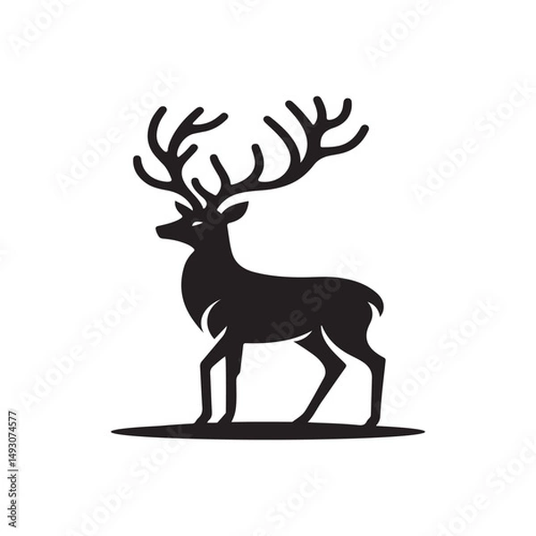Obraz Elegant Deer Silhouette Icon White Background
