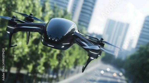 Fototapeta Drone in urban environment