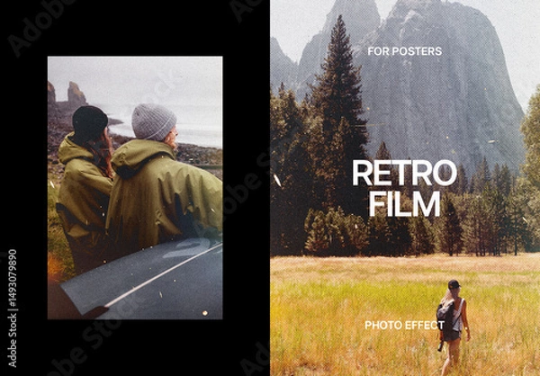 Obraz Retro Film Poster Template Effect Mockup