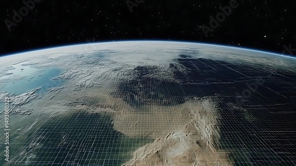 Fototapeta Earth from space with grid overlay