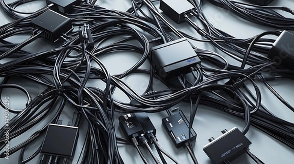 Fototapeta Electronic components and cables