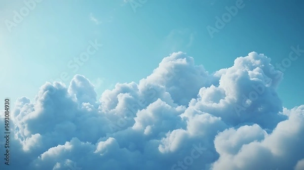 Fototapeta Fluffy clouds in azure sky