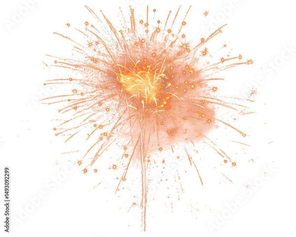 Fototapeta festive fireworks on an isolated transparent background. Fireworks png,