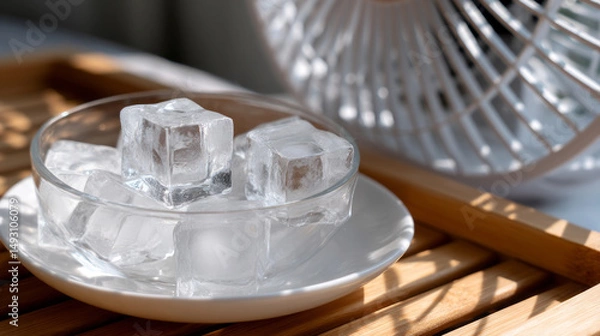 Obraz Ice cubes in front of a fan
