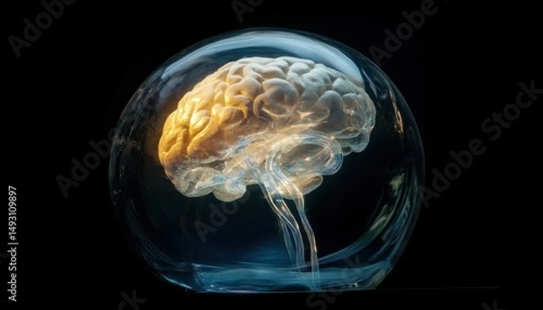 Fototapeta Neural pathways connecting continents in tech global brain research center 3d visualization scientific environment abstract concept