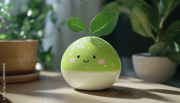 Obraz Charming ceramic lime icon with glossy texture indoor setting decorative art natural vibe close-up whimsical design